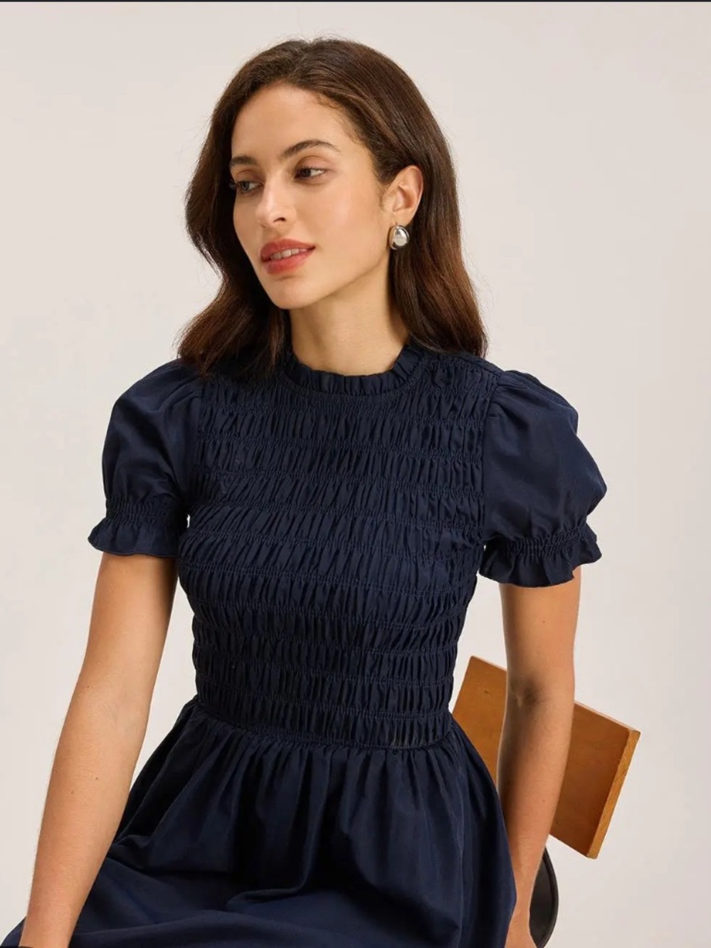 Rihoas Short Puff Sleeve Shirred Dress Size Mediun